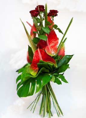 Fascio Alto Anthurium Rossi e Rose